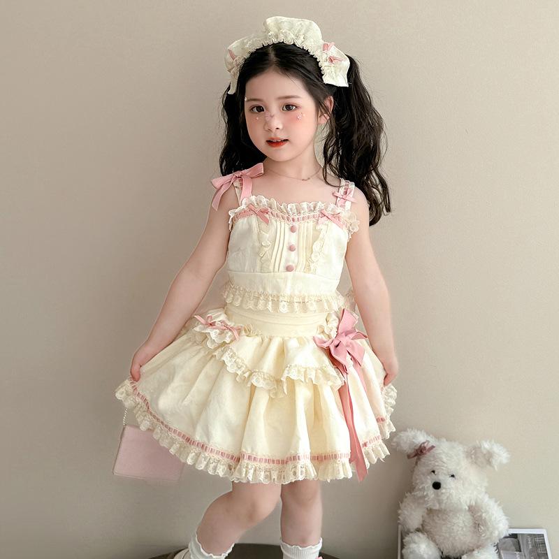 Girls' Dopamine Princess Summer Lolita Dress Set - Fluffy Birthday Party Outfit