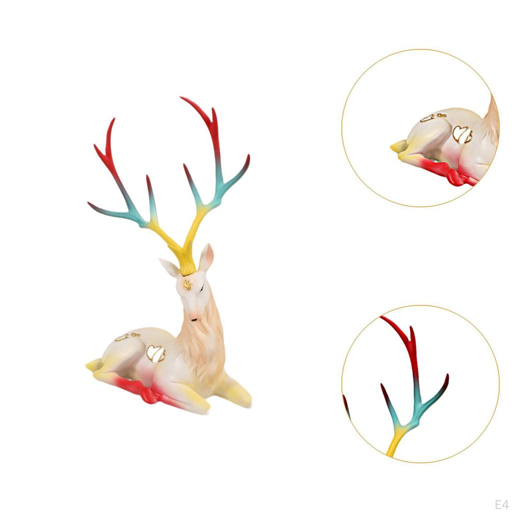 Creative Elk Sculpture Reindeer Figurine Tabletop Decor for Living Room Cabinet