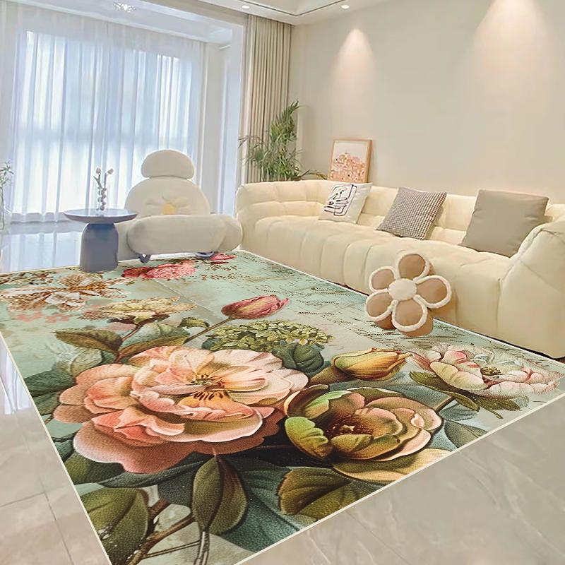 Living Room Decoration Flower Carpets Modern Home Light Luxury Rug Parlour Sofa Side Soft Floor Mat Bedroom Bedside Large Carpet