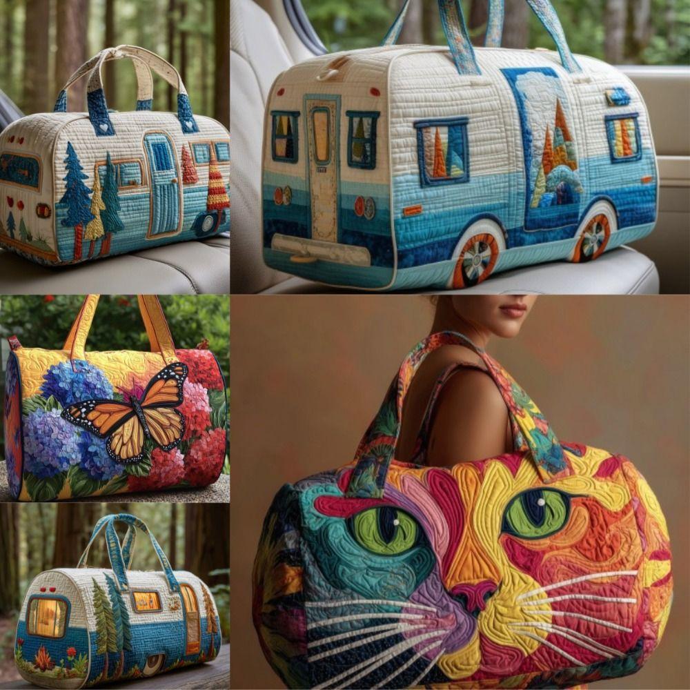 Verstellbarer Gurt Gesteppte Reisetasche 3D-Stepperei Handwerk Große Kapazität Handtasche für Kurzstrecken Tragetaschen Reise-Duffle-Bag