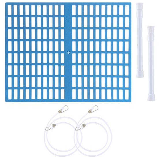 

Pool Skimmer Net Kit 16.5 x13 with Telescopic Rods Mesh Filter Screen Elastic Ropes Leaf Catcher Skimmer