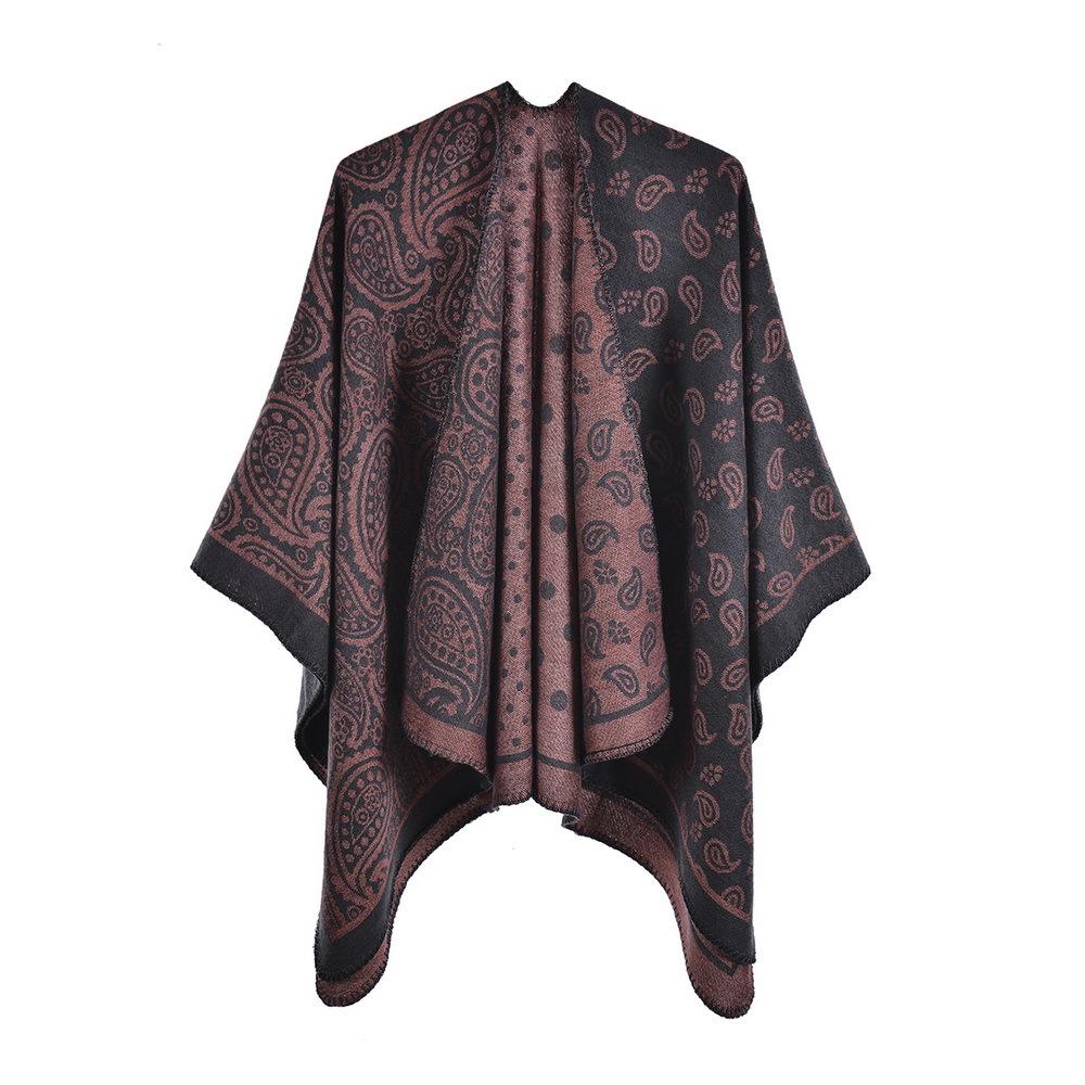Szal Kobieta Imitacja Kaszmiru Zimowy Dwustronny Nadruk Poncho Kocyk Wrap Capa Para Mujer Femme Szale Pashima Echarpe