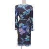 LEONARD Women's Floral Print Belted Dress, Black and Blue, Size L, 0380105 Dress L Black / blueUsed