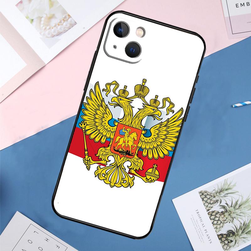 Russia Flag Coat Of Arms Phone Case For iPhone 11 14 15 16 Pro Max 13 12 Mini XS X XR Plus Protection Cover