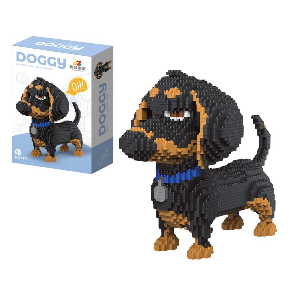 moire imports Dachshund Micro Block 3D Puzzle 8mm Dog Goods Adult Interior Gift (Dachshund) [Item]