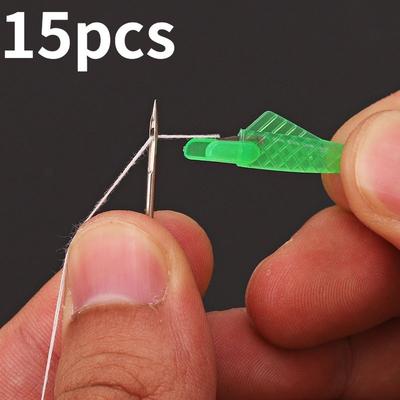 15pcs Fish Type Needle Threader Insertion Tool Wire Automatic Helpful Elderly DIY Simple Hand Threader for Sewing Embroidery Machine