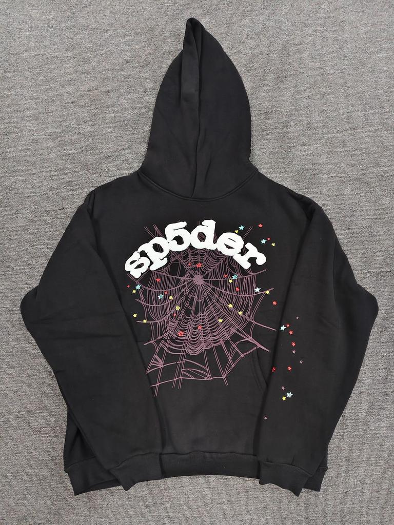 High-quality beauty tide spider web sweater fleece printing men and women couple hoodie source manufacturer wholesale