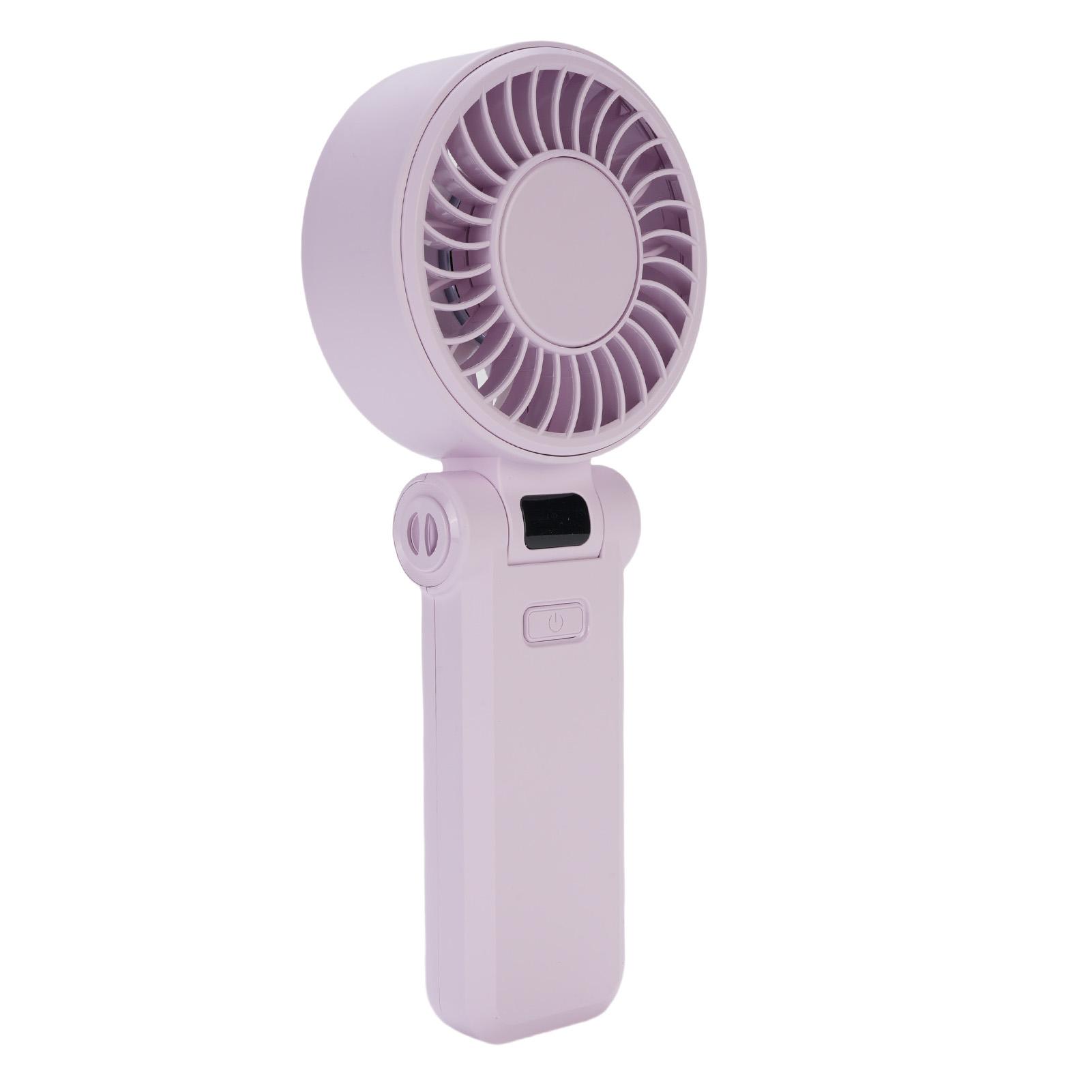 Handheld Fan Foldable 5 Speed Quiet Digital Display Portable Fan with Lanyard for Outdoor Sports
