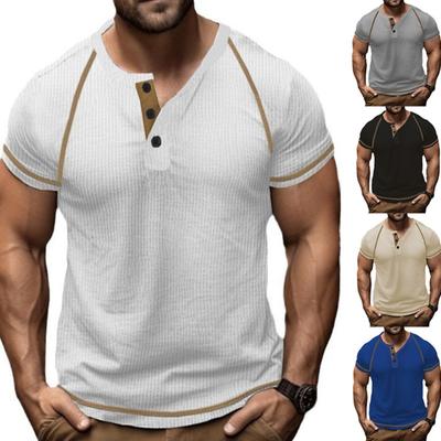 Men's Casual Color-block Sports T-shirt - Men's Round-neck Short-sleeved Top
