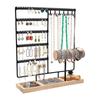 Organisateurs de bijoux élégants Support à colliers et boucles d'oreilles multicouches avec plateau en bois naturel pour la décoration de la maison
