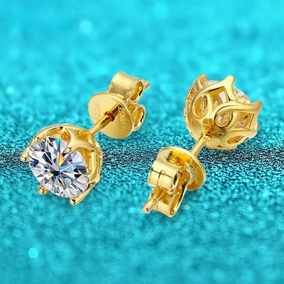 Orecchini a bottone in Moissanite certificati 0,5-2CT placcati 18k color D per le donne Gioielli da sposa di lusso S925 Regalo per feste in argento sterling