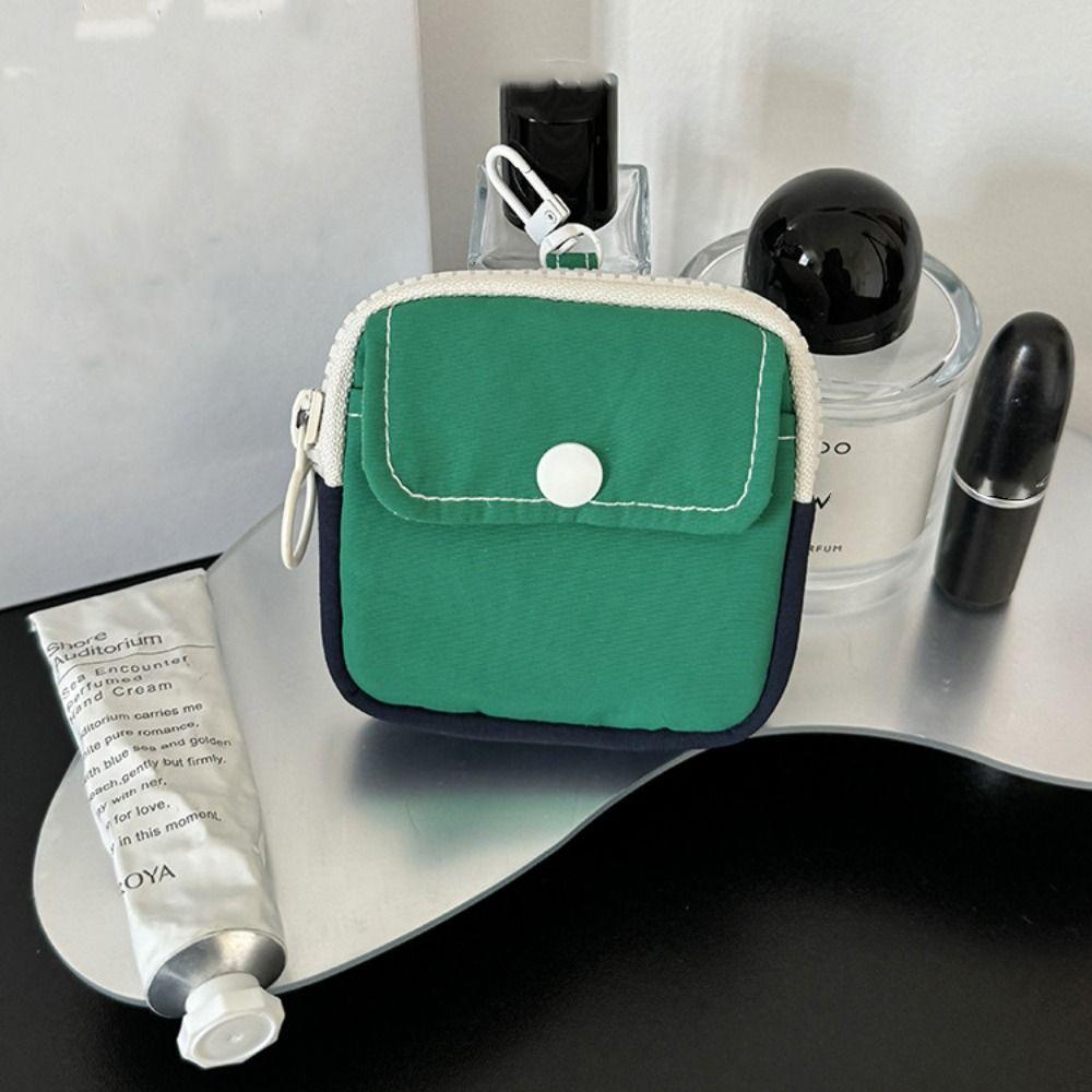 

Portable Earphone Bag Candy Color Zipper Short Wallet Simple Mini Storage Bag Male зелений