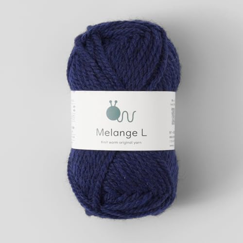 Raw Wool Melange Yarn, Extra Thick, 30g (45m), 60% Wool, 40% Acrylic, 5 Balls, Navy