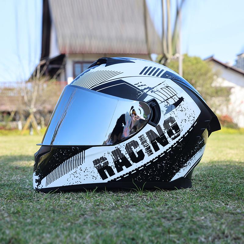 LVS-702 Motorcycle Helmet, Men's and Women's Dual Lens Couple Street Bike Full Helmet, Personality Prone Racing Helmet
