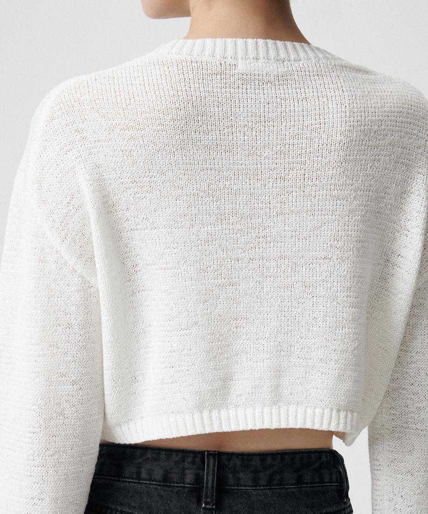 MUSINSA STANDARD WOMAN Women'S Flat Yarn Crop Knit [White]