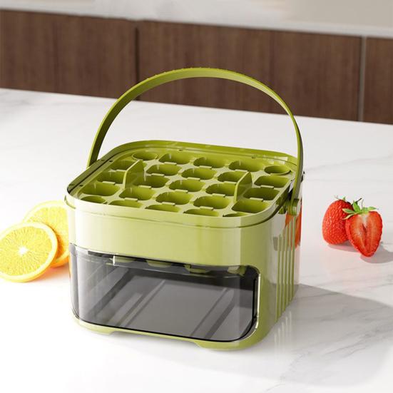 Ice Cube Mold with Lid And Ice Shovel Stackable Double Layer Ice Tray Pull-Out Ice Drawer Ice Cube Maker for Cocktail Whiskey