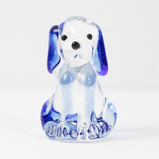 Hand Blown Mini Glass Dog Figurine Handmade Faux Crystal Cute Dog Statue Collectible Animal Ornament for Home Decor Pet Lover Gifts