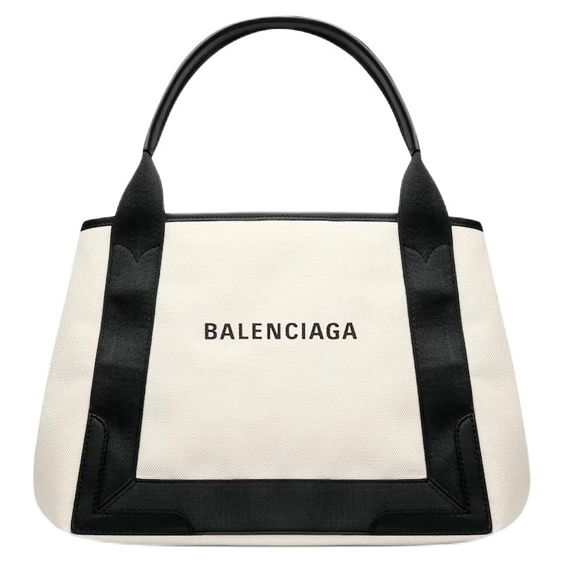 Balenciaga Malá nákupní taška Cabas Přírodní/Černá Dámské Tote_bags Krémová 339933-2HH3N-9260