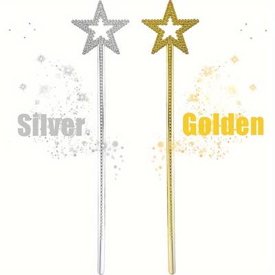 1pc Princess Fairy Wand, Silvery Magic Star Wand, Glinda Wand, Shining Angel Wand for Girls and Adults, Costume, Birthday Party