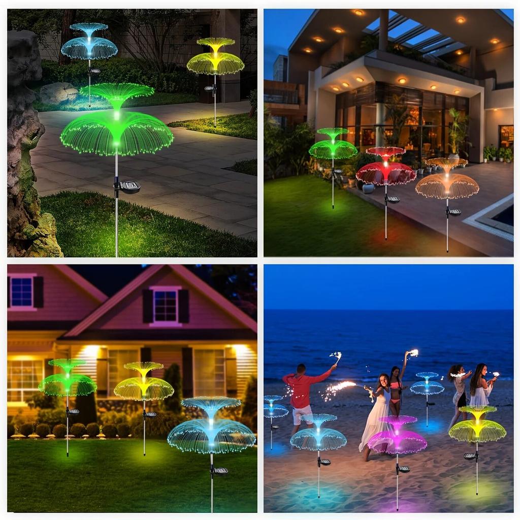 1PC Double-Layer Jellyfish Solar LED Lights,Outdoor Multiple Color Decoration Lights For Landscape,Pathway,Patio,Lawn,Garden