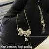 Elegant Gejia Bow Necklace for Women with Full Diamond Tassel Pendant - Versatile Luxury Clavicle Chain
