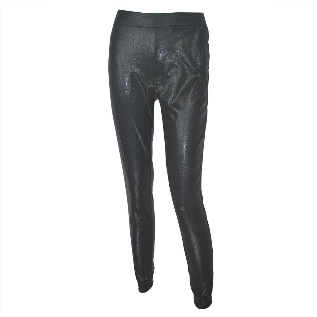 Women's High Waist Coated Casual Sequined Leggings Pleated Leggings Straight Leg Pants