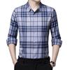 Spring New Men's Long-sleeved Middle-aged Shirt Light Business Casual Plaid Lapel Cardigan Seamless Men's Base Shirt