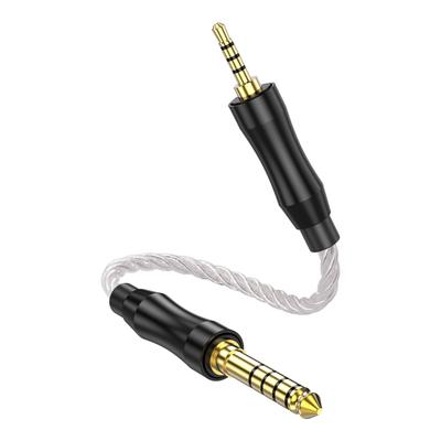 SinLoon Male To Male Balanced Audio Adapter HiFi Short Copper Gold Plated 15cm 4.4mm 2.5mm Cable, Cord, Oxygen-Free Braid, (White)