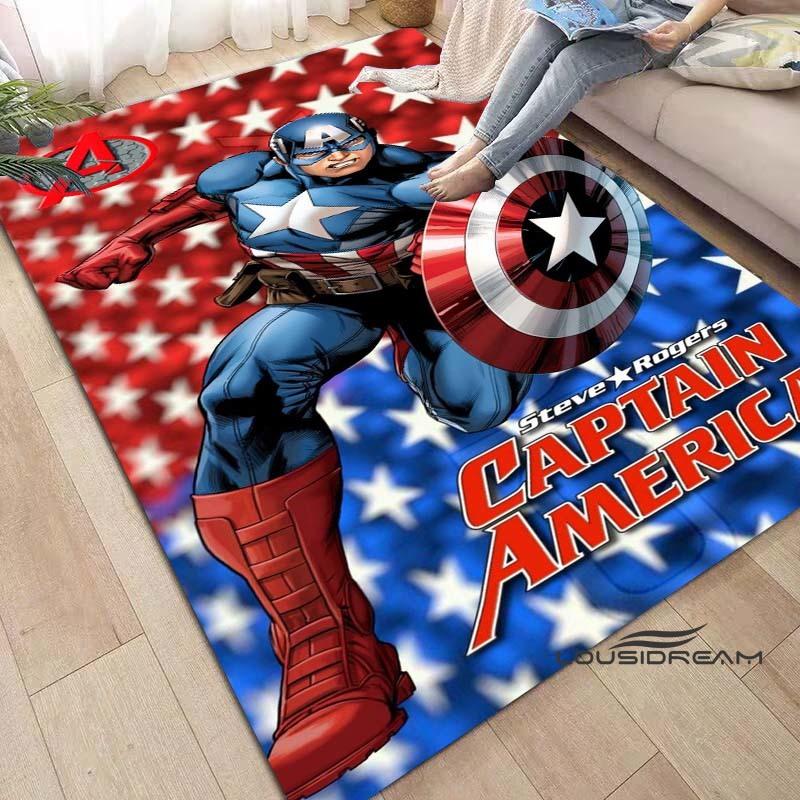 Captain America Cartoon-Themed Rug — Living Room Home Décor, Bedroom, Sofa & Doormat Accent, Children's Rug, Non-Slip Mat