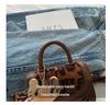 Korean Style Leopard Print Girls' Shoulder Bag - Cute Cat Design Fashionable Crossbody Handbag