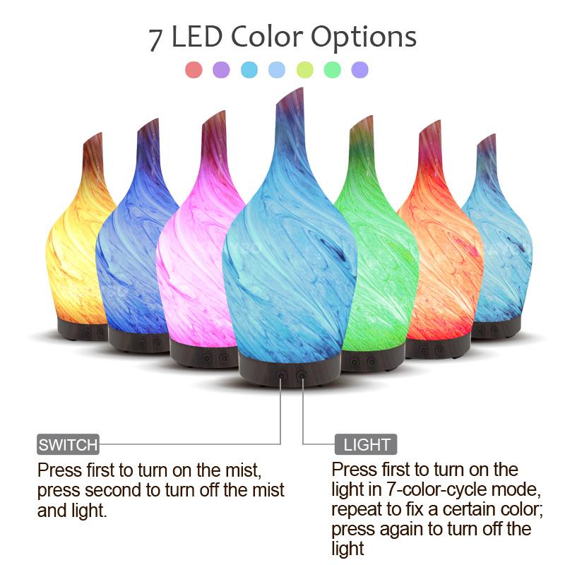 7 LED ışıkları lamba renk değiştiren ampul ile 100 ml Aroma Hava Nemlendirici Aromaterapi Elektrikli Difüzör Mist Maker Ev için