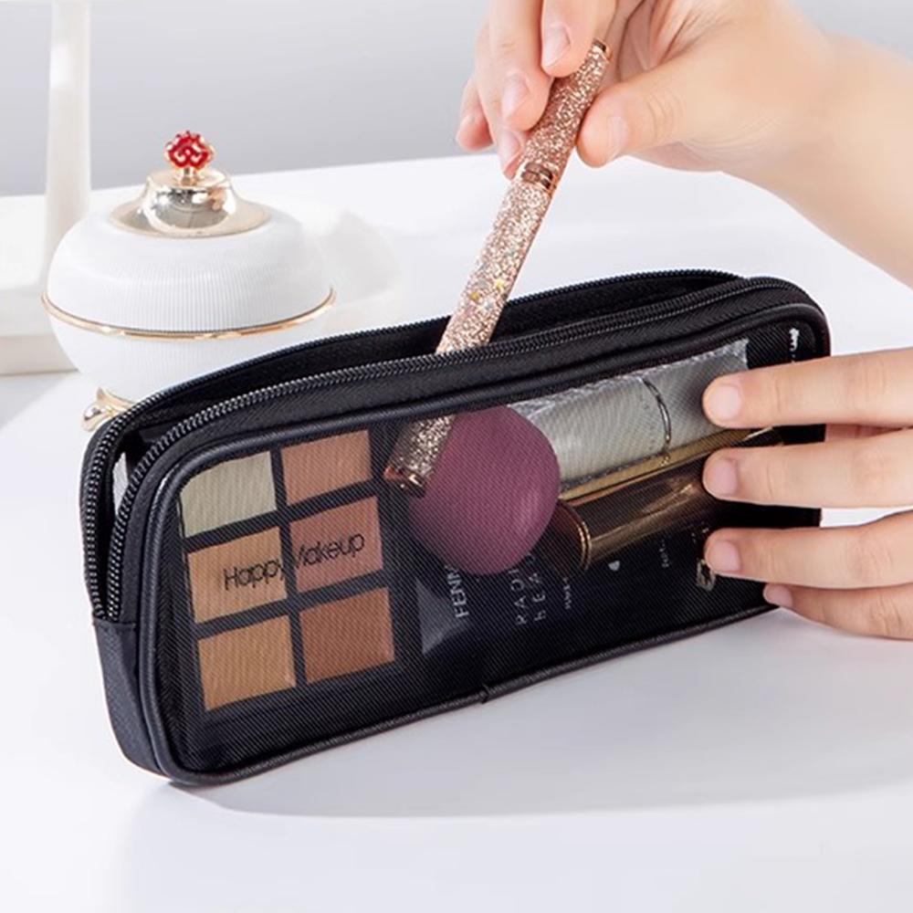 Women's Makeup Bag Cosmetic Brush Travel Storage Case Portable Mesh Toiletry Bag Organizer Kit Pouch Wash Storage Accessories