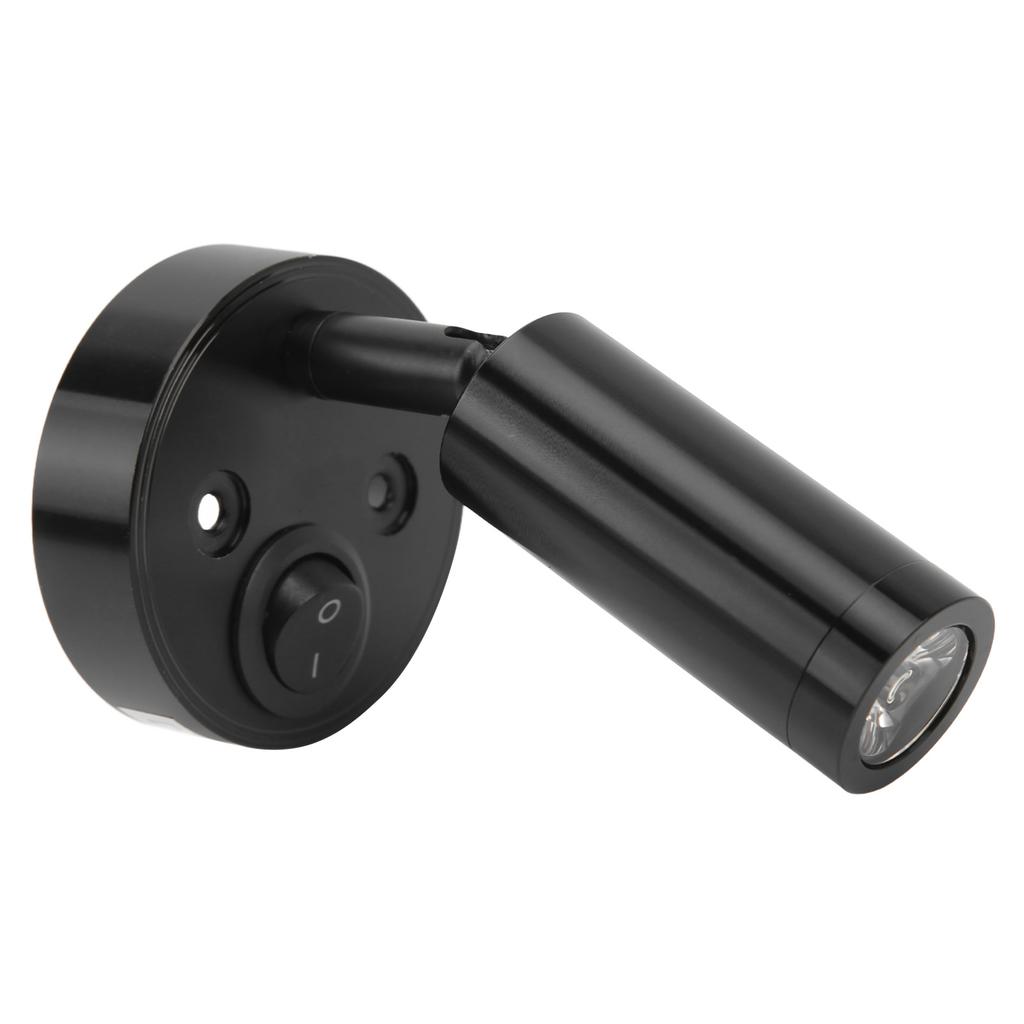 12‑24V 3W LED Reading Light Bedroom Bedside Lamp Chrome Aluminum Alloy for Boat RV SUV Trailer Black Warm White