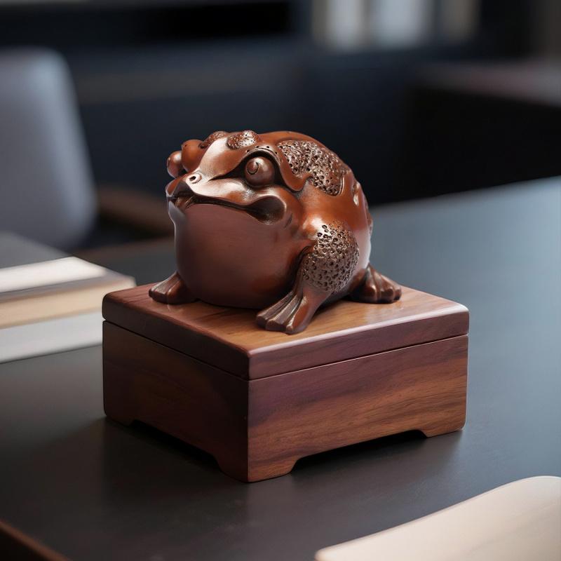 Copper Golden Toad Ornament Home Living Room Office Desktop Lucky Beast Three-Legged Toad Craft Mini Small Ornament