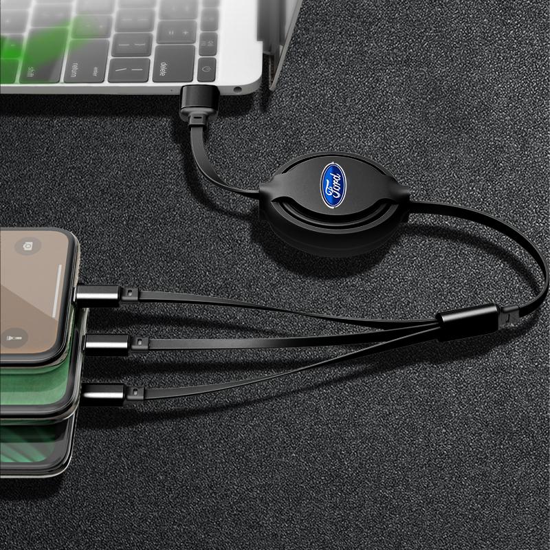 Am Auto montierter Teleskop-Drei-in-Eins-Handyladegerät für Ford Mustang ST line Mondeo Focus Fiesta Escape Kuga Ecosport Ranger EXplorer Aufkleber