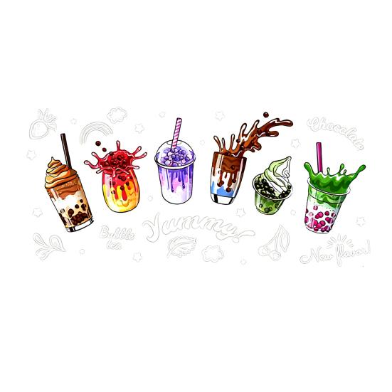 

Наклейки на вікно з молочним чаєм бабл-ті, статичні наклейки для кав ярень з молочним чаєм, знімні ПВХ наклейки для чайних з боба, для магазинів молочного чаю, кав ярень, пекарень A