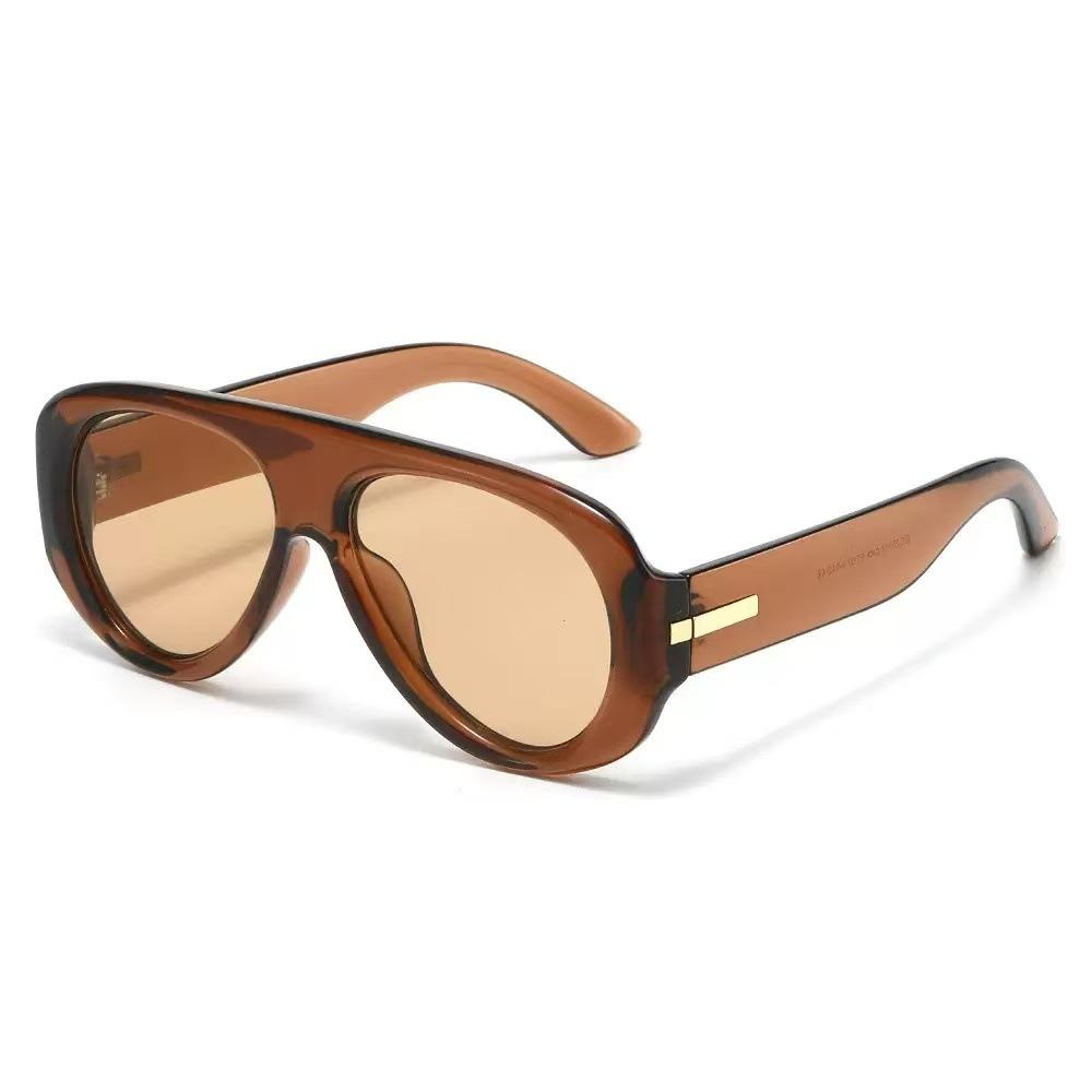 European and American retro oversized frame sunglasses female pilot style cyber punk square face thin UV-proof sunglasses