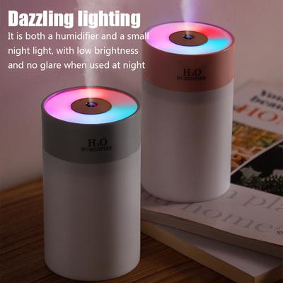 Humidificador de aire luminoso de 260 ml para el hogar, escritorio, pequeño suplemento de agua en aerosol, USB, luz nocturna colorida, humidificadores de aceite aromático para automóvil