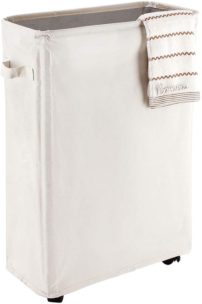 Caroeas 45L Schmaler Wäschekorb 6 mit und Schmaler Wäschekorb zur Bequemen Aufbewahrung Korb, Farben, Faltbar, Rollen, Wasserabweisend, Griffe,