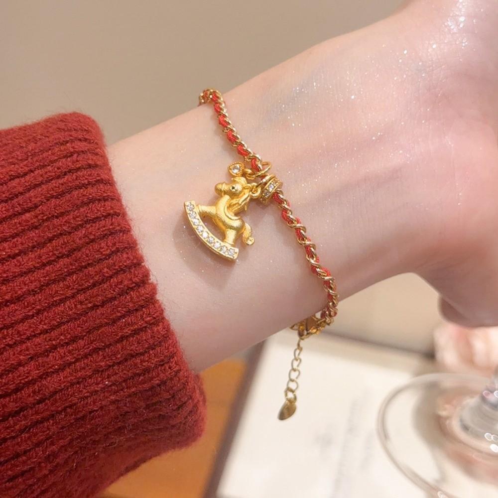 Chinese Horse Year Zodiac Horse Beads Bracelets Calabash Chinese Style Bangle  Couple