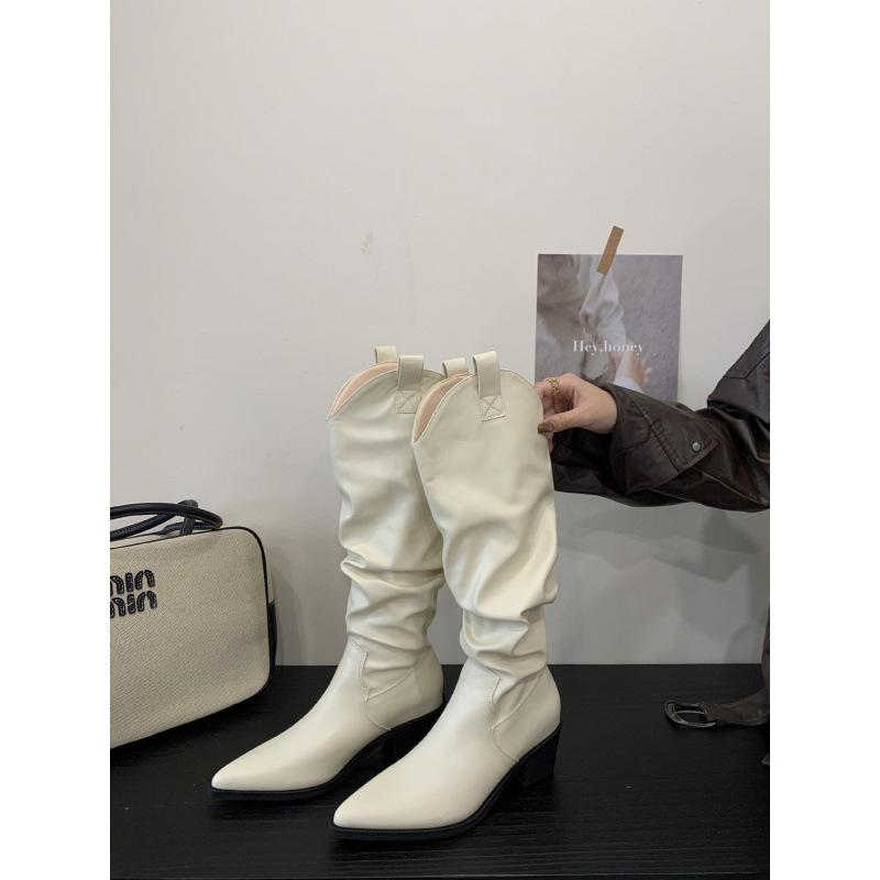 

Western tall boots autumn and winter retro boots women s 2025 new thin and tall small Spice Girls short boots 40