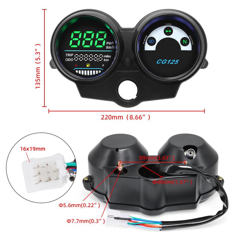Motorcycle LED Speedometer For CG125 2000 to 2008 Fan 125 Titan 125 Digital Odometer Tachometer Fuel Level Gauge Waterproof