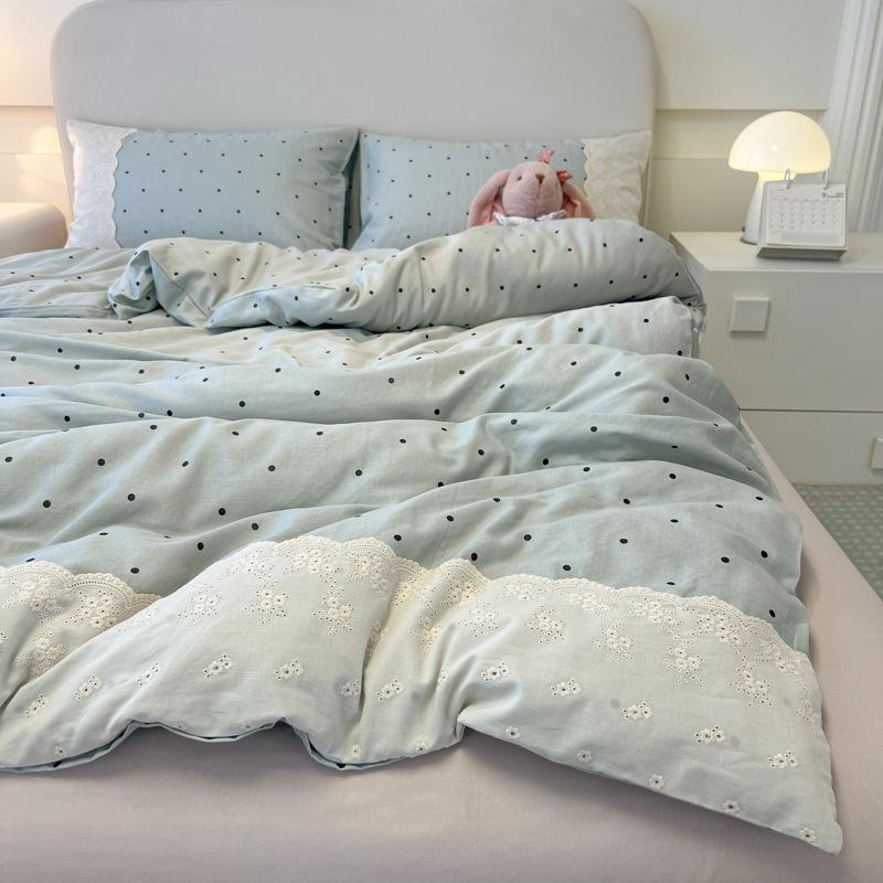 High-End Class A Maternal And Infant Wrinkled Yarn Soft Yarn Four-Piece Set Skin-Friendly Sleeping Naked In Spring And High-End Simple 1.8-Meter