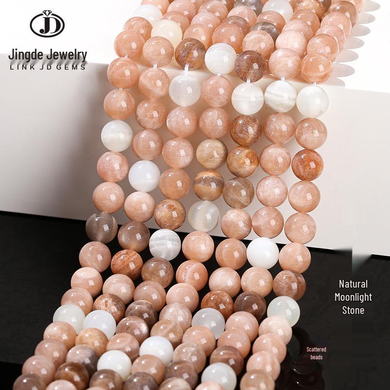 Jinde Jewelry Natural Mixed Moonstone & Sunstone Beads Bracelet - Round DIY Jewelry Accessories
