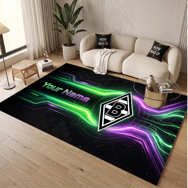 Custom Rug Borussia Mönchengladbach Pattern Print Name Text Soft Non‑Slip Floor Carpet for Home Indoor Decoration
