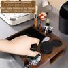 Espresso Knock Box, Espresso Accessory Organizer Box, 51mm-58mm Tamping Station Base, 9-in-1 Storage Wooden Espresso Tamper Mat, Tamper Stand,