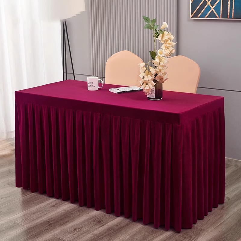 Elastic Table Cloth Hotel Conference Table Cover Meeting Room Office Flannel Rectangle Tableclover Wedding Banquet Decoration