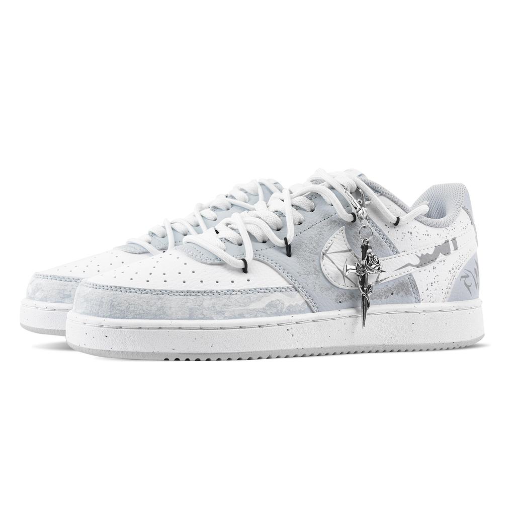 Nike Court Vision Abrasion Resistant Low Top Skateboard Shoes Men's Light Gray HM9862-002(Team529--)