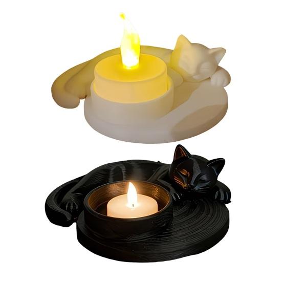 3D Printed Cat Candle Holder Tealight Candle Stand Burr-Free Cute Cat Figurine