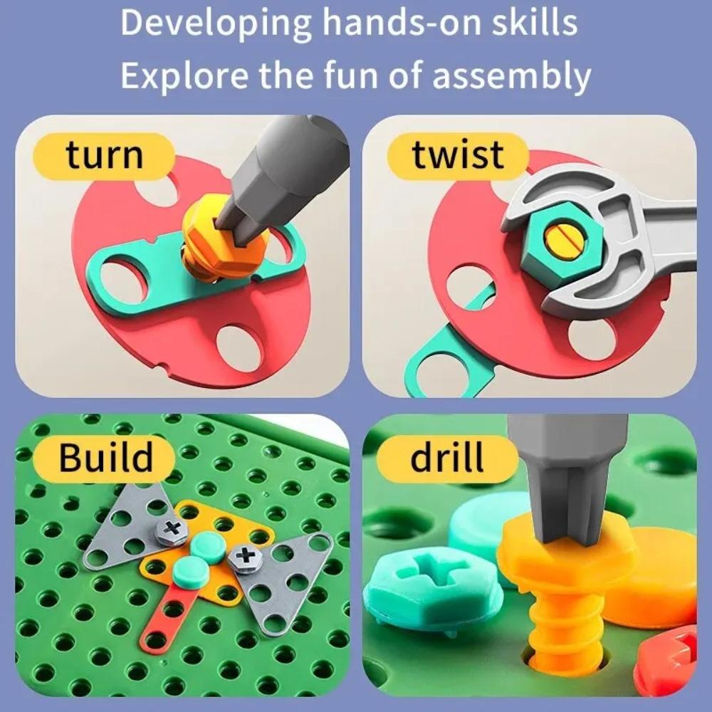 DIY STEM Construction Tool Set Electric Drill Screw Nut 3D Puzzle Creative Pretend Play Engineering Toys for 3-8 Ages Boys&Girls